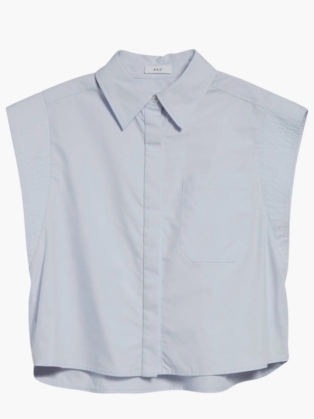 A.L.C. Light Blue Cap Sleeve Button-Front Poplin Shirt|Monty Boxy Shirt|Sz LG